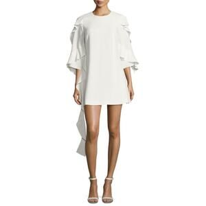 Alexis Rare White Ruffle Bridal Party Cocktail Shift Dress S